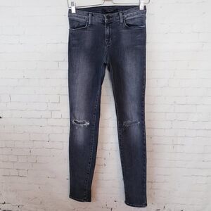 J Brand Super Skinny Nemesis Jeans Size 26 Distressed Light Black Womens Stretch